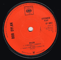 BOB DYLAN Dylan EP Vinyl Record 7 Inch CBS 1965